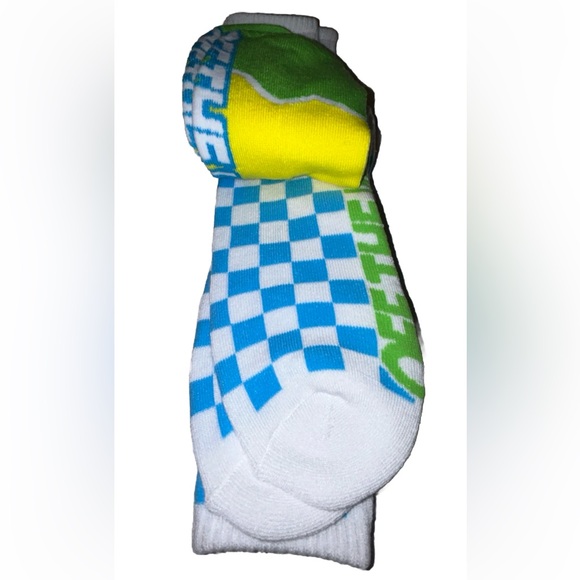 Vans Crew Socks 2 Pair Men 9-13 White Multicolor w Logo Checker OffTheWall Skate - Picture 9 of 12